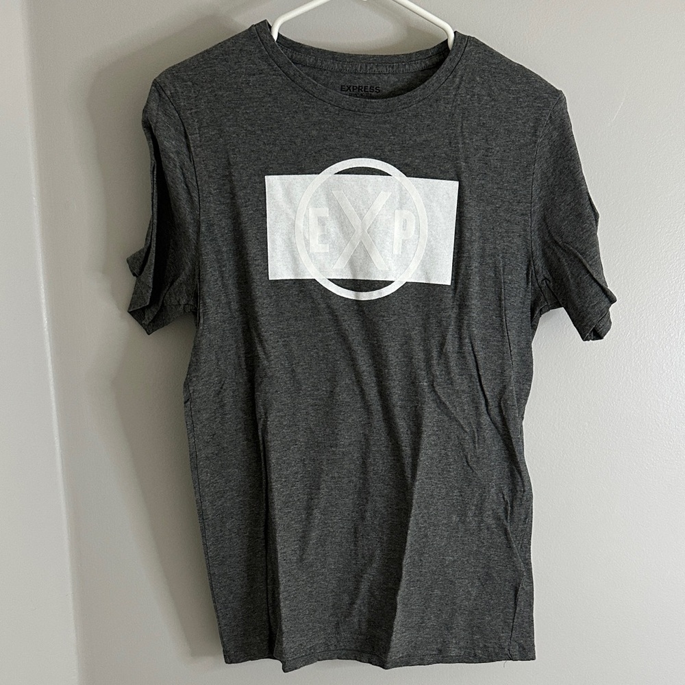 Express Men's Charcoal Tee with White Logo